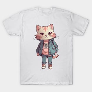 A cute kitty wearing street fashion T-Shirt